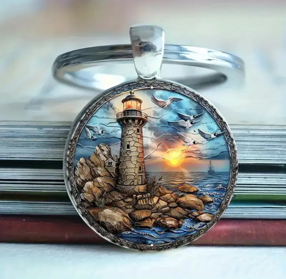 3/$25 Lighthouse Coastal Ocean Seagulls Keychain NEW